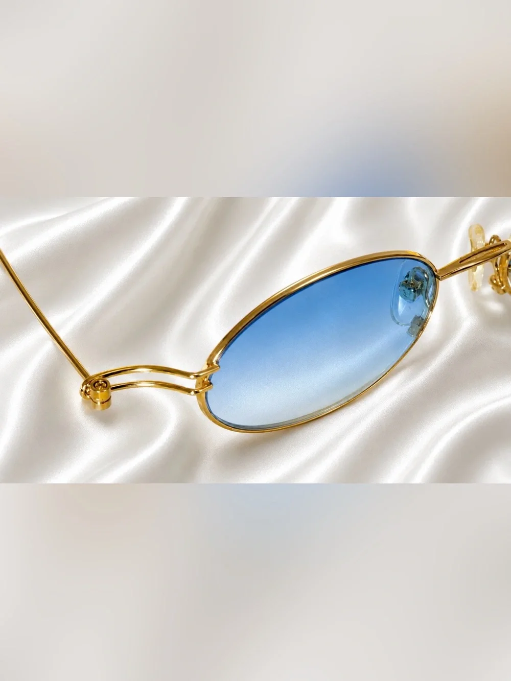 VERY RARE Authentic Gucci Coogi Brand Name Gold Metal Frame Blue Tint Sunglasses